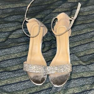 Silver glitter chunky heel